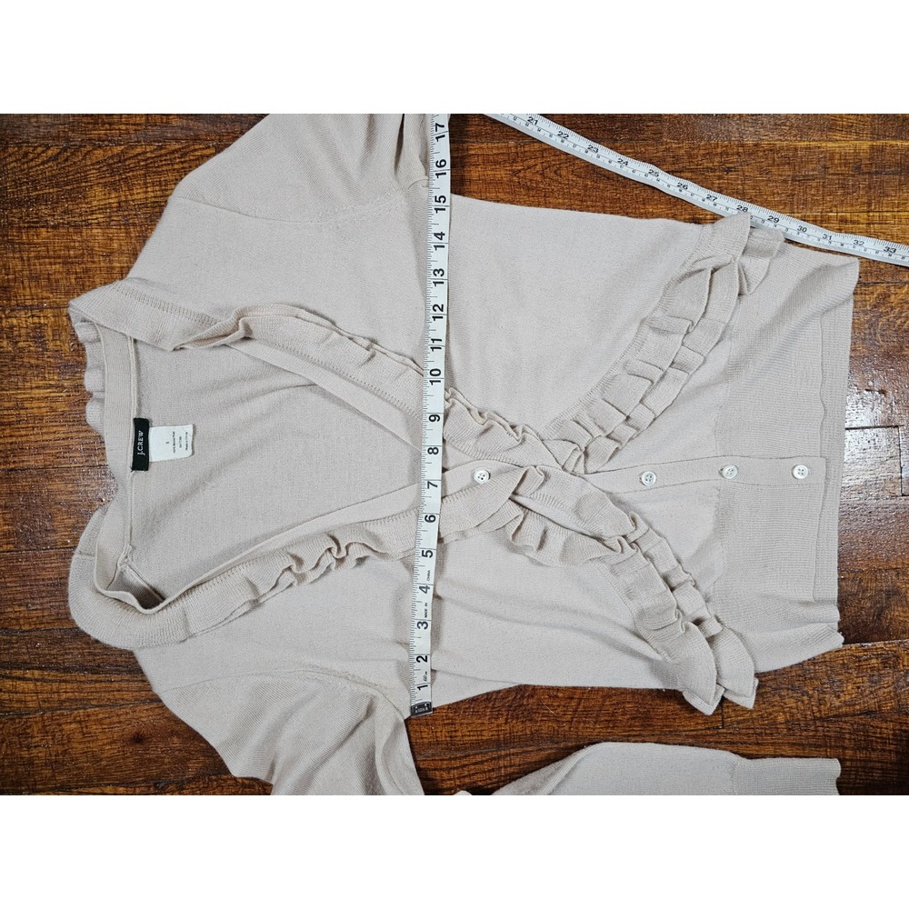 J.Crew Pale Petal Pink 100% Merino Rouched Quiet Luxury Babydoll Cardigan sz S - Picture 4 of 6